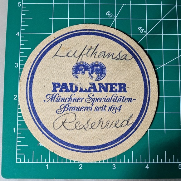 Paulaner‎ Lufthansa Beer Coasters Set of 2 German Münchener Brauerei Vintage - Picture 4 of 4